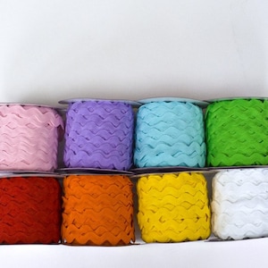 14 mètres de Jumbo Ric Rac, 5/8ème de pouce polyester, 7 couleurs, 2 mètres de chaque, Rick Rack, Ricrac, Rickrack image 3