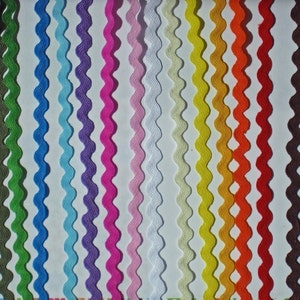 Ric Rac 5 mm, 14 kleuren, 2 m. van elk