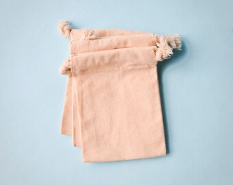 24 Muslin Bags 3x4, Natural Drawstring Sack, Rustic Gift Bag Wedding Favor