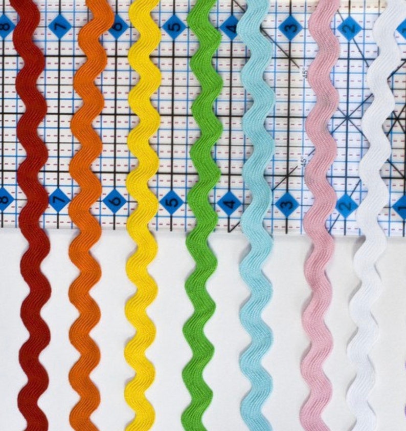 14 mètres de Jumbo Ric Rac, 5/8ème de pouce polyester, 7 couleurs, 2 mètres de chaque, Rick Rack, Ricrac, Rickrack image 1