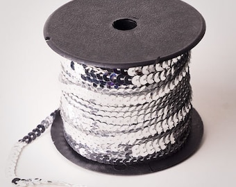 80 yard full spool, Metallic Dark Silver Single Strand Sequin Trim