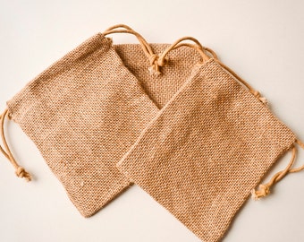 25 jutezakken 5 x 6, jute, natuurlijke zak met trekkoord, rustiek cadeauzakje trouwbedankje