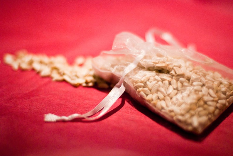 60 Wedding Favor Bird Seed Bags, Your Choice of Organza Bag Color image 5