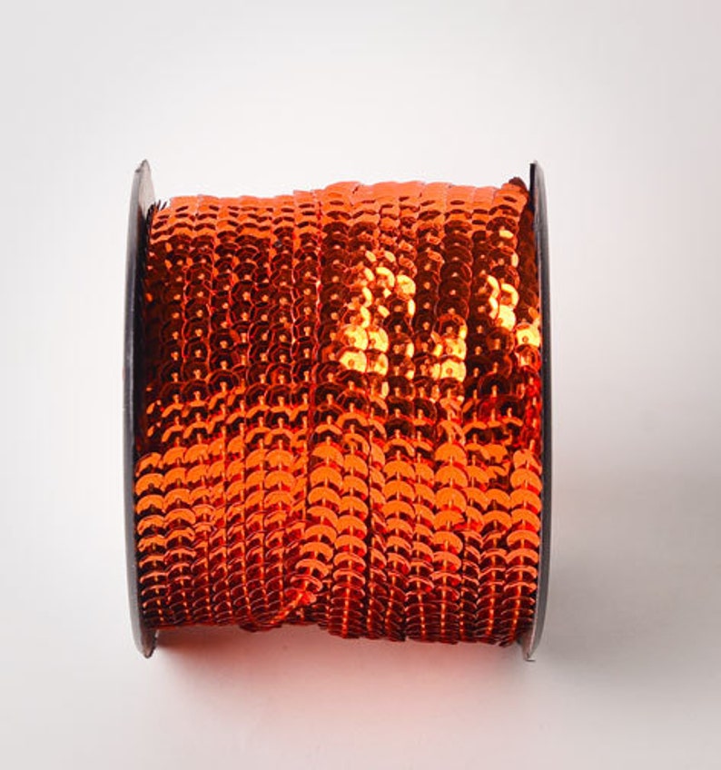 Orange Single Strand Faceted Sequin Trim 80 yard full spool