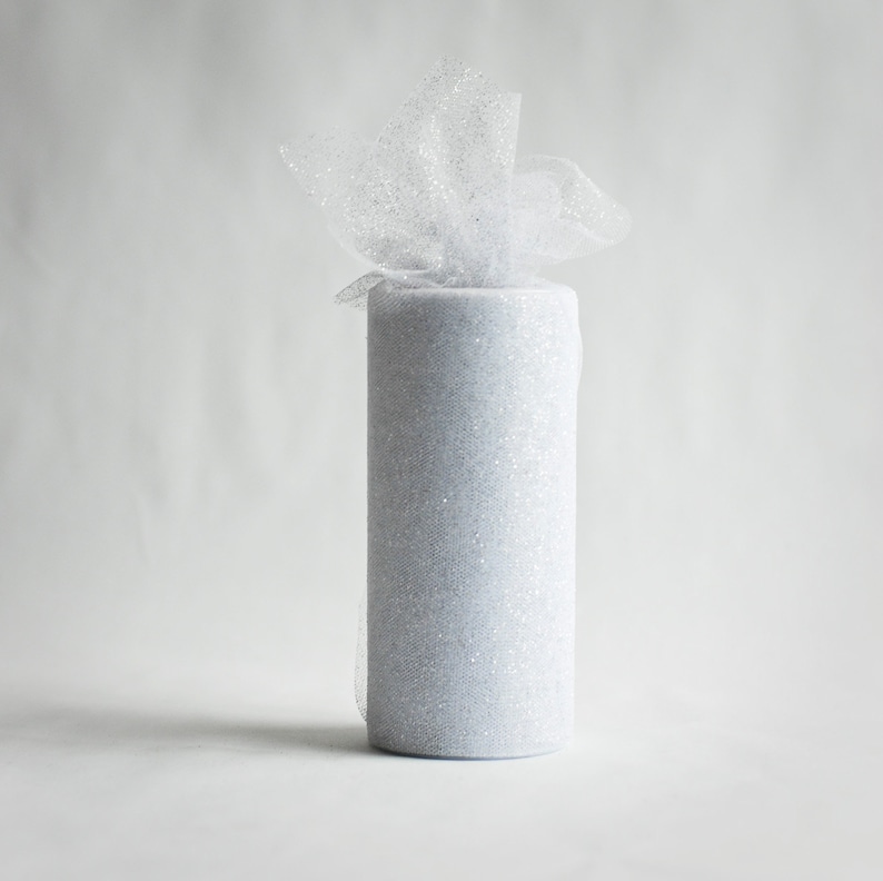 6 inches wide Metallic Silver Tulle Spool 25 yards