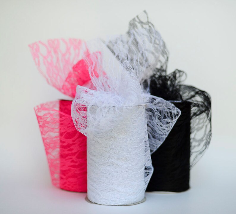 White Lace Tulle Ribbon Spool, 3 or 6 Inches Wide, 25 Yards - Etsy