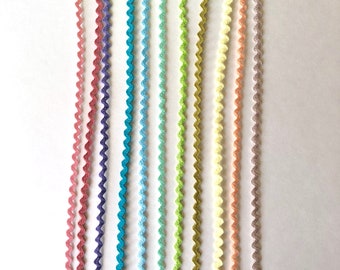 Mini Ric Rac Trim: 1/8 Inch, Pastel Spring Colors, 22 Yards
