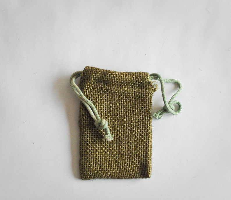 24 Burlap Bags 3x5 Jute Forest Green Natural Drawstring Etsy