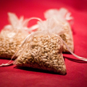 60 Wedding Favor Bird Seed Bags, Your Choice of Organza Bag Color image 1