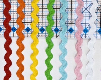 35 Yards of Jumbo Ric Rac, 1/2 inch, 7 Color Bundle, 5 yds. of each, Polyester