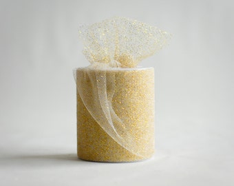 Metallic Gold Tulle Spool, 3 inches wide, 25 yards