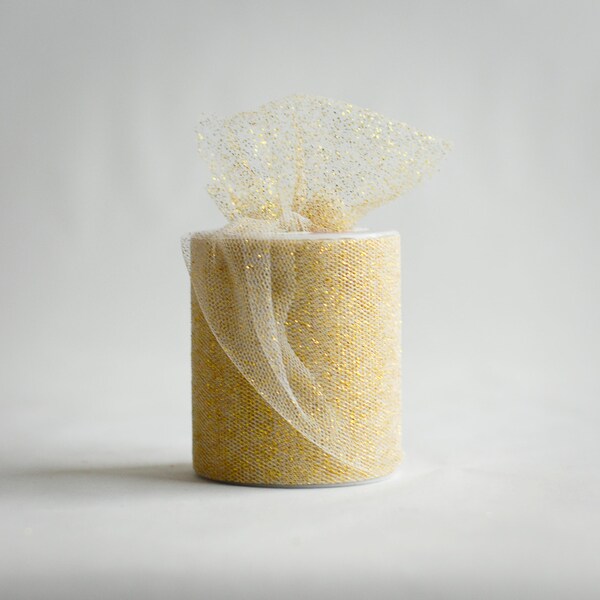 Metallic Gold Tulle Spool, 3 inches wide, 25 yards