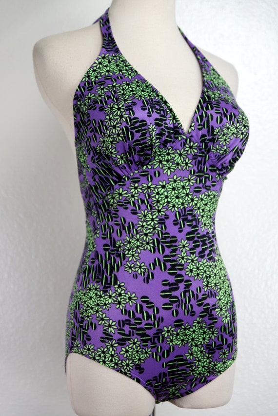 Catalina Bathing Suit Swimsuit 1960s Purple Atomi… - image 3