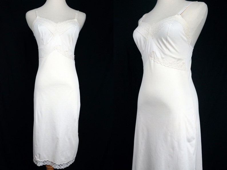 white knee length slip