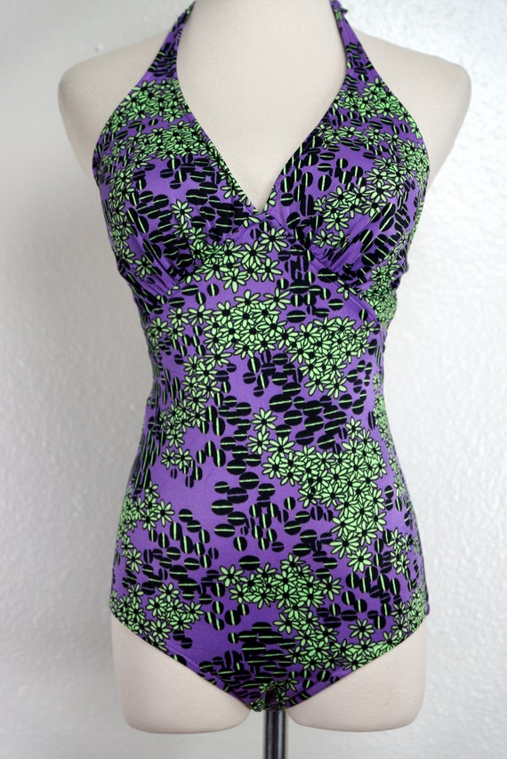 Catalina Bathing Suit Swimsuit 1960s Purple Atomi… - image 2