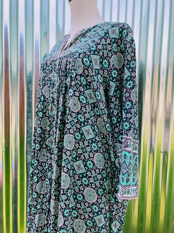 Ramona Rull 1970s Caftan Muumuu Lounge Turquoise … - image 6