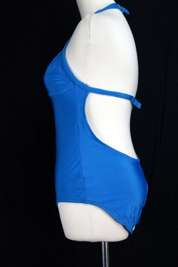 Blue Halter Swimsuit Bathing Suit Backless 1970s Smal… Gem