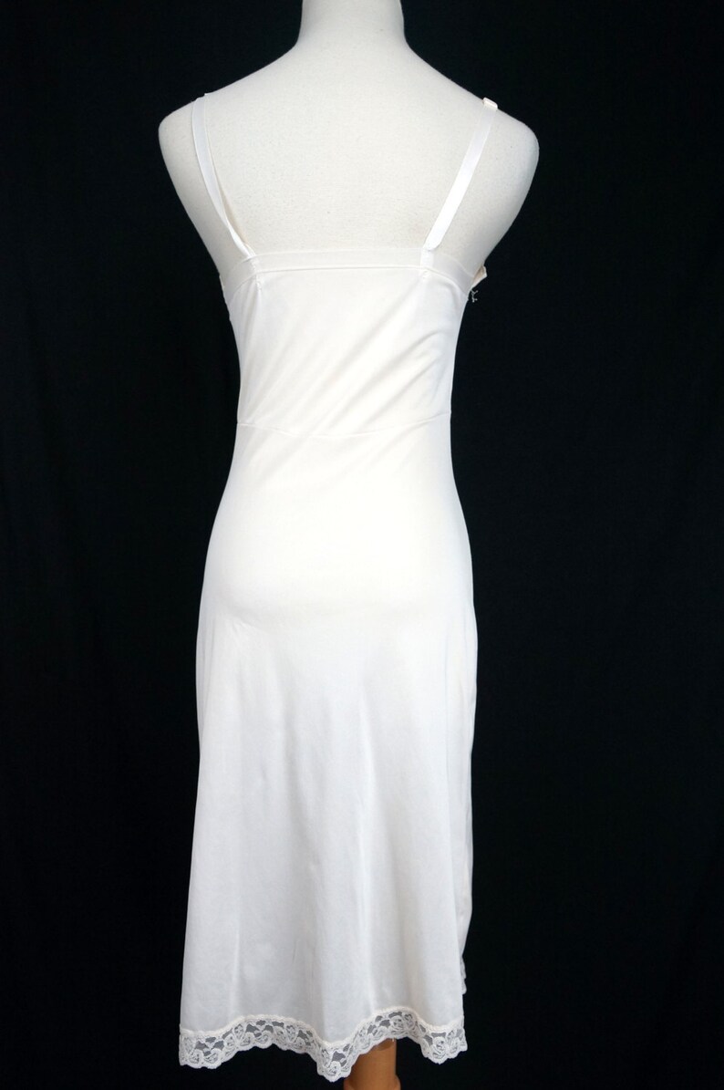 White Full Slip Nylon Lace Applique Fitted Wiggle Knee Length | Etsy