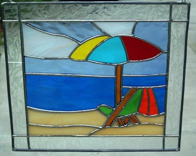 Stained Glass Beach Scene Etsy