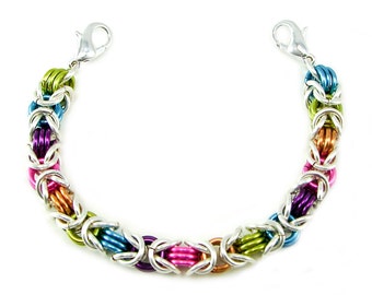 Cotton Candy Byzantine Chain Mail Medical Alert Bracelet: Stylish