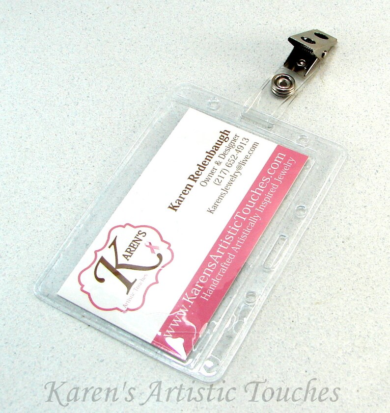 Clear Plastic ID Badge Sleeve with Clip Horizontal Vertical Etsy