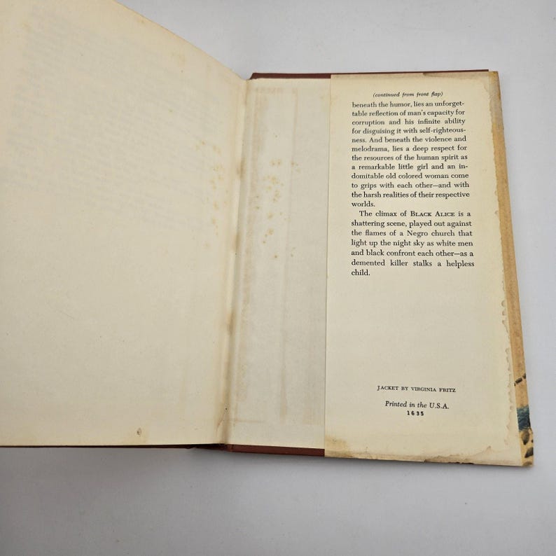 Black Alice Thom Demijohn 1968 Doubleday 1st Ed Book Club Edition Dust Jacket Bild 6
