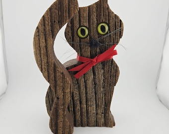Vtg Barn Wood Cat Folk Art Figure Primitive Rustic 1890s Barn Siding Farm WV