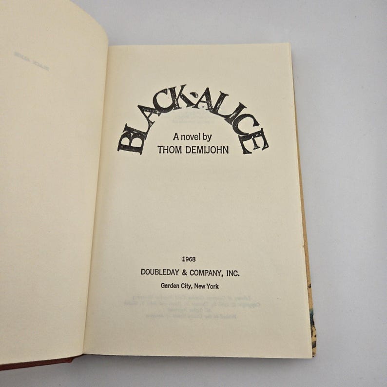 Black Alice Thom Demijohn 1968 Doubleday 1st Ed Book Club Edition Dust Jacket Bild 4