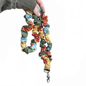 Fall Patchwork Scrunchie Lanyard: Floral Badge Holder, Phone Strap