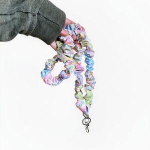 Easter Pastel Patchwork Scrunchie Lanyard: Gingham Teacher Badge Holder, Phone Strap