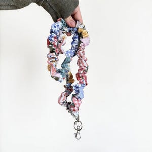 Summer Patchwork Scrunchie Lanyard: Floral Badge Holder, Phone Strap