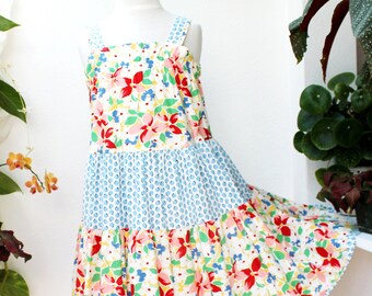 Prototipo con descuento talla 7 niñas vestido de Pascua, vestido floral retro para niña, vestido de niñas talla 7, ropa de niña de primavera talla 7, vestido de verano de algodón