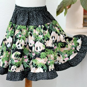 Panda Girl Clothes, Panda Twirl Skirt & Matching Top Set, Spring Outfit, Cotton Handmade Kid Clothes 2 3 4 5 6 7 8 10 12 14 Pre-teen Gift image 6