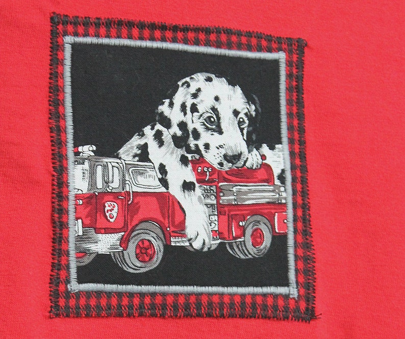 Fire-truck Dalmatian Dog Winter Outfit for Little Boy, 1st Birthday Cotton Flannel Pant & Long Sleeve Top, Baby Boy Clothes, Hipster Harem image 3