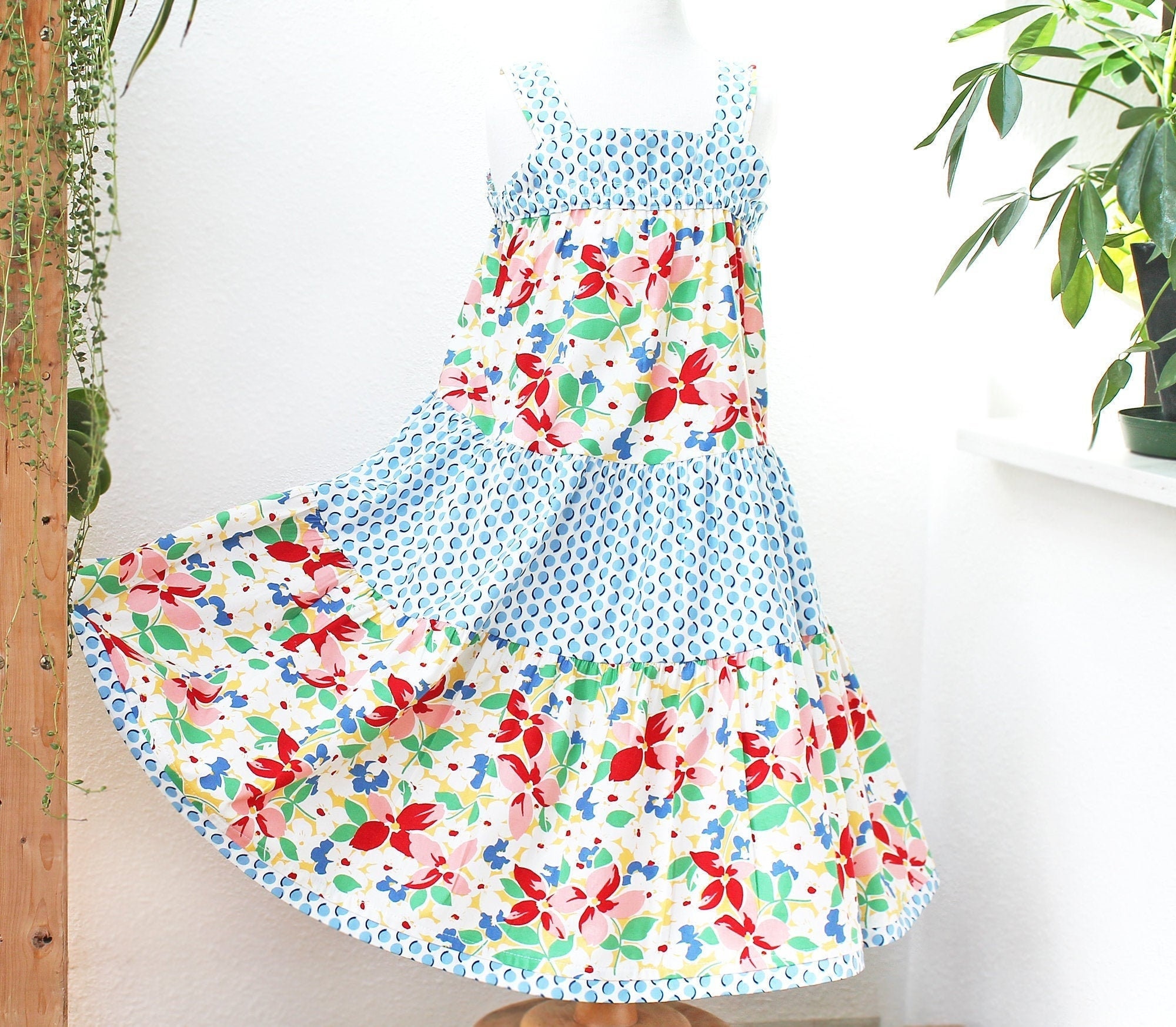 Retro Floral Handmade Dress for Girls Summer-fall Dress -  Israel