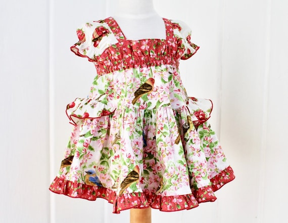 Baby Girls Tiered Skort Red White Blue Printed 0-3 3-6 6-9 12 18 24 Months