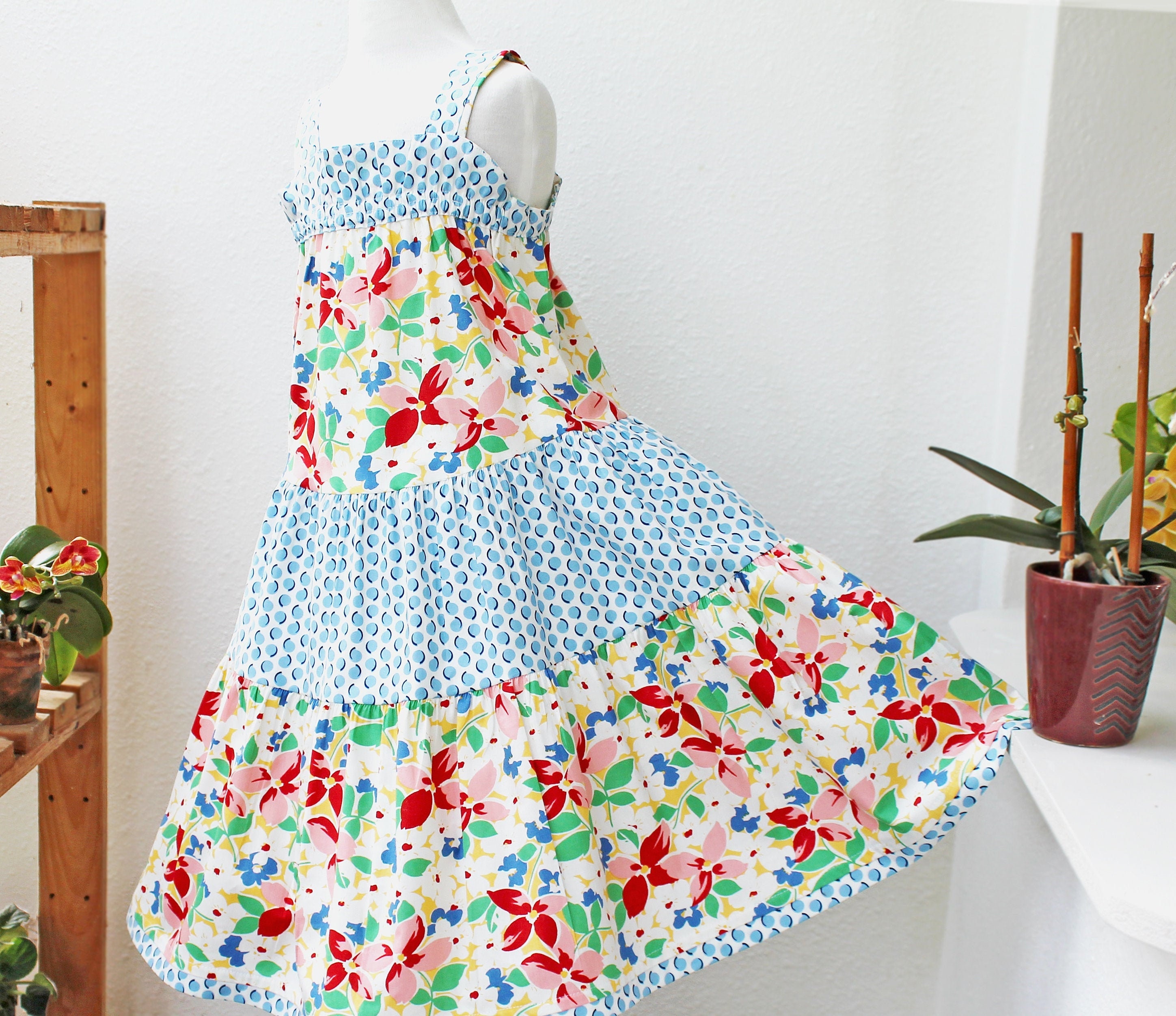 Retro Floral Handmade Dress for Girls, Summer-fall Dress, Unique Girl  Clothes Size 2T 3T 4T 5 6 7 8 10 12 14 16 Cotton Sundress, Pre-teen 