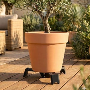 Topffüße Pflanzkübel 3er Set Schwarz | Wetterfest Staunässeschutz | Blumentopf Erhöhung Balkon Terrasse Garten | PETG Handmade Outdoor