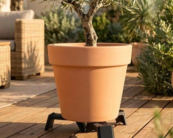 Topffüße Pflanzkübel 3er Set Schwarz | Wetterfest Staunässeschutz | Blumentopf Erhöhung Balkon Terrasse Garten | PETG Handmade Outdoor