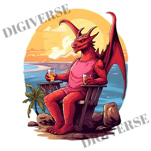 Dragon Beach Vibes PNG – Full HD T-Shirt Design, Perfect for Sublimation, DIY Crafts, Apparel, Stickers, and Custom Large-Scale Projects