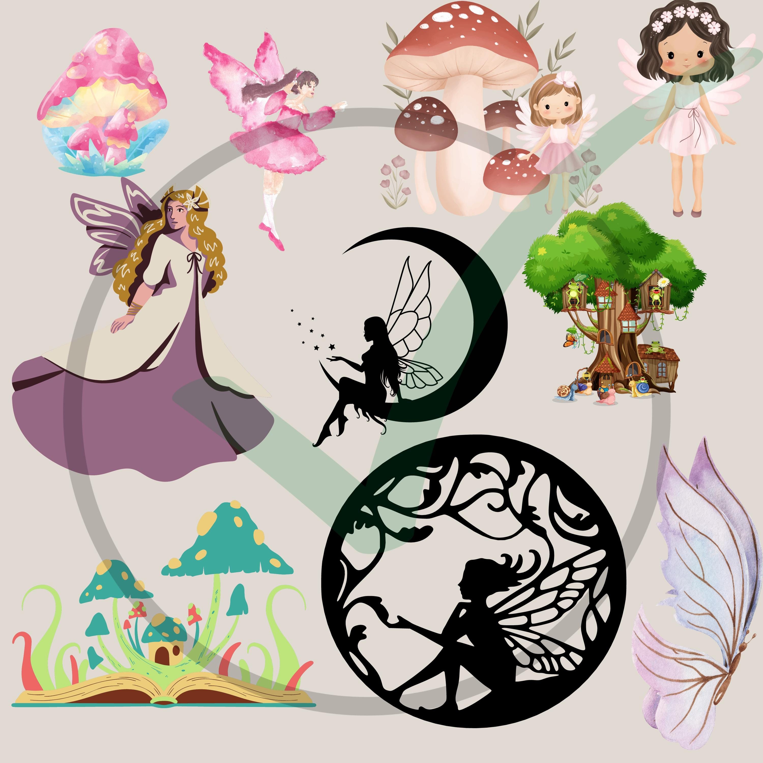 80 PNG Fairy Clipart Bundle Magical Whimsical Fairy Designs for ...