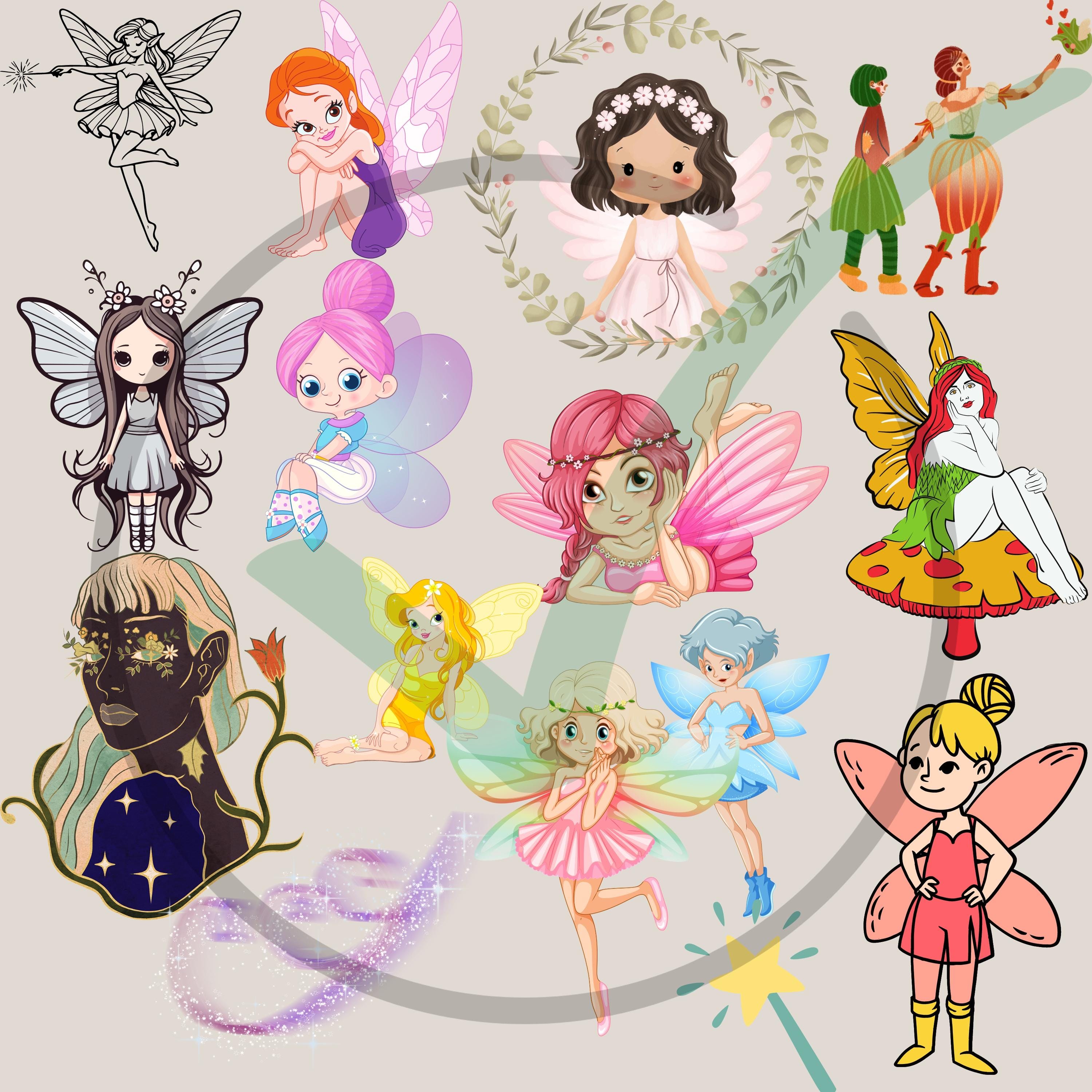 80 PNG Fairy Clipart Bundle Magical Whimsical Fairy Designs for ...