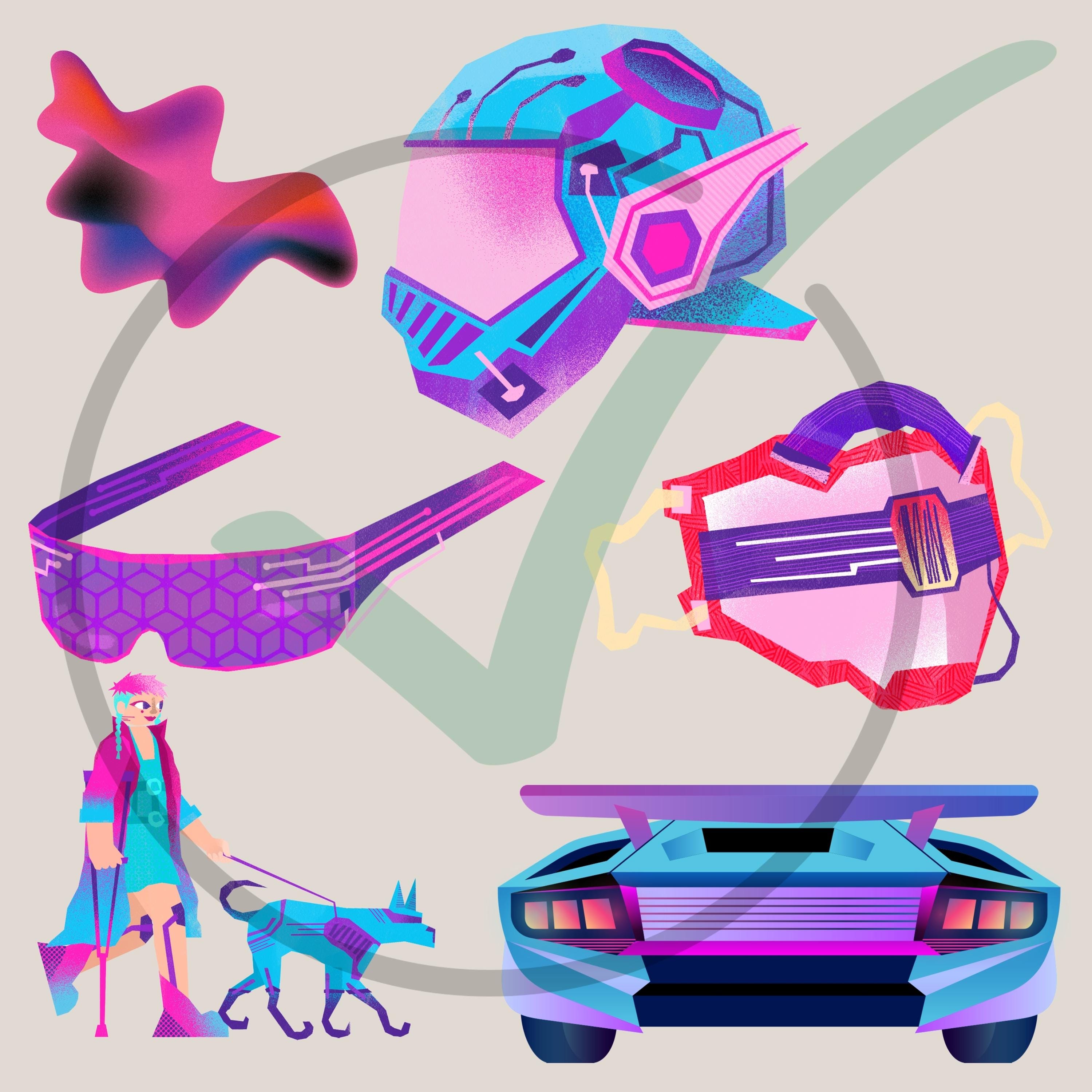 55 Cyberpunk PNG Bundle | HD Clipart for Retro-futuristic Design, Neon ...