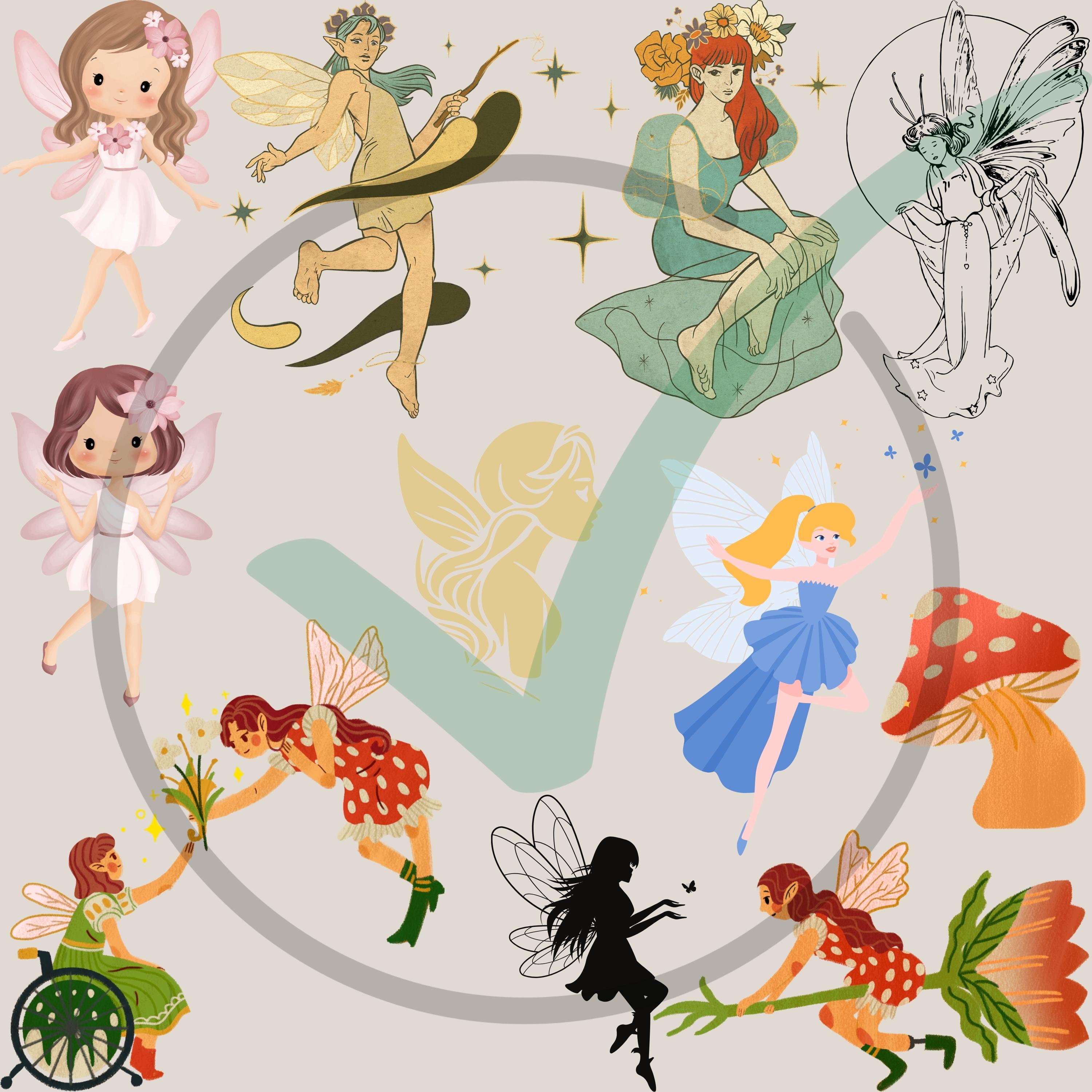 80 PNG Fairy Clipart Bundle Magical Whimsical Fairy Designs for ...