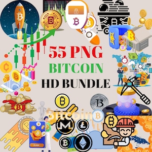 55 Bitcoin PNG Clipart Bundle - High-Quality Cryptocurrency Illustrations for T-shirts, Stickers, Crafts, Digital Art & Creative Projects