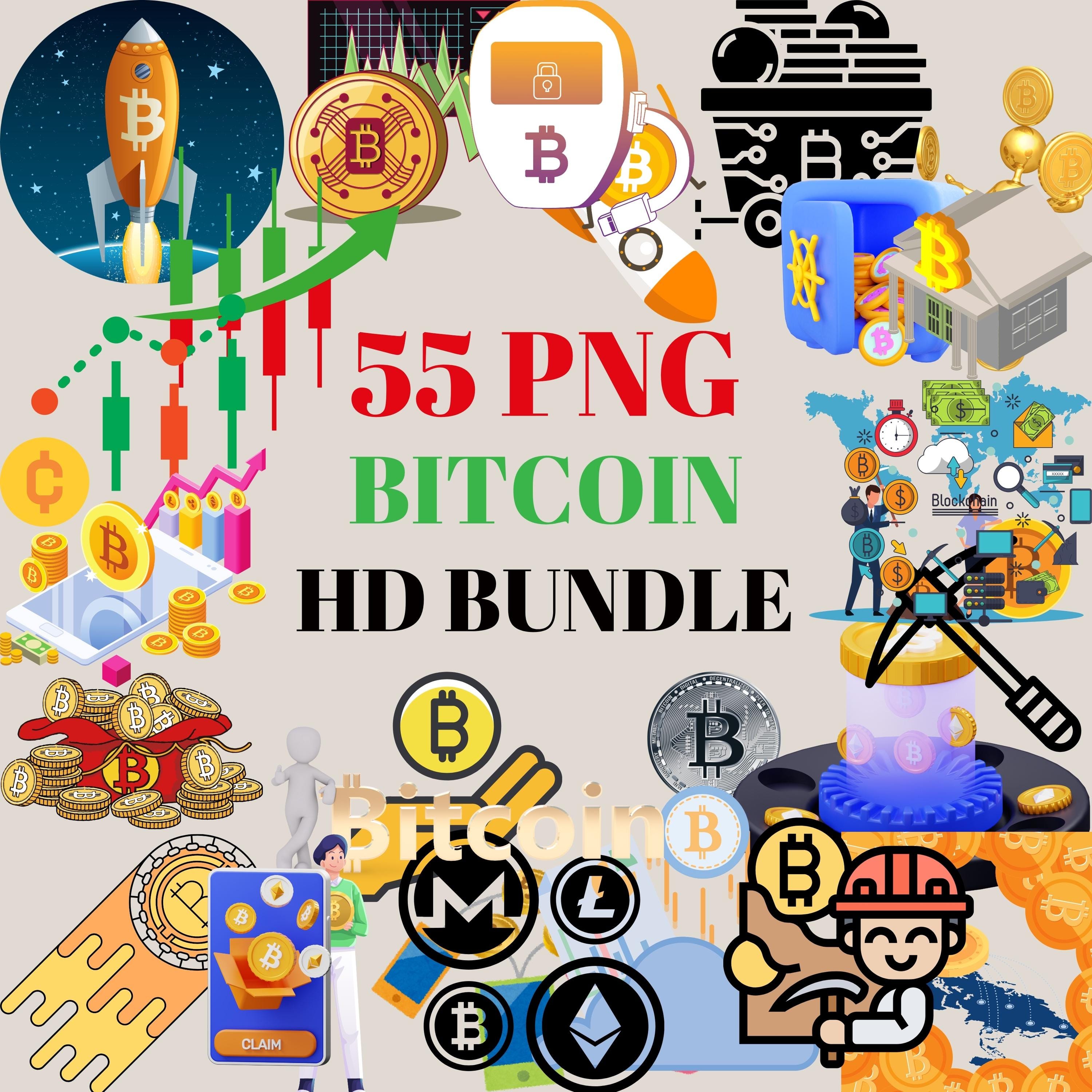 55 Bitcoin PNG Clipart Bundle - High-quality Cryptocurrency Illustrations  for T-shirts, Stickers, Crafts, Digital Art & Creative Projects - Etsy