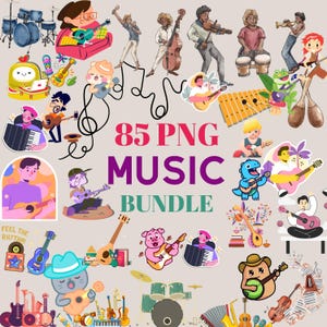 85 PNG Music Bundle – High-Quality Digital Clipart for T-Shirts, Tattoos, Posters... instant download illustration drawing designs Clipart