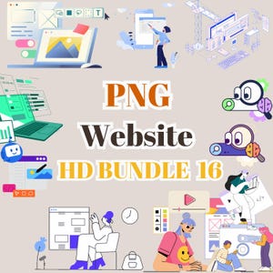 16 Website PNG Bundle – High-Quality Transparent Icons for Web Design, Scrapbooking, Sublimation, DIY Crafts, Social Media Digital Projects