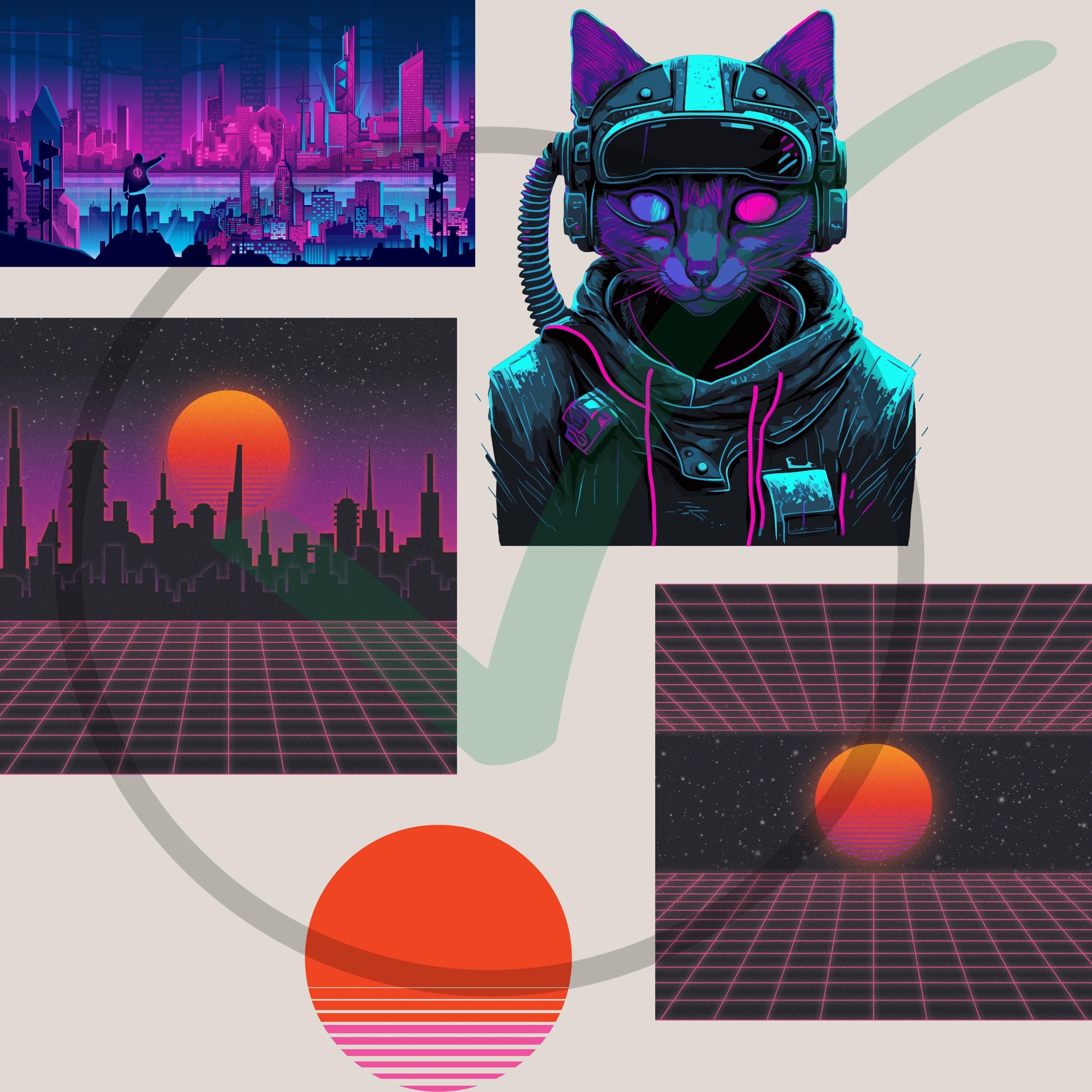 55 Cyberpunk PNG Bundle | HD Clipart for Retro-futuristic Design, Neon ...