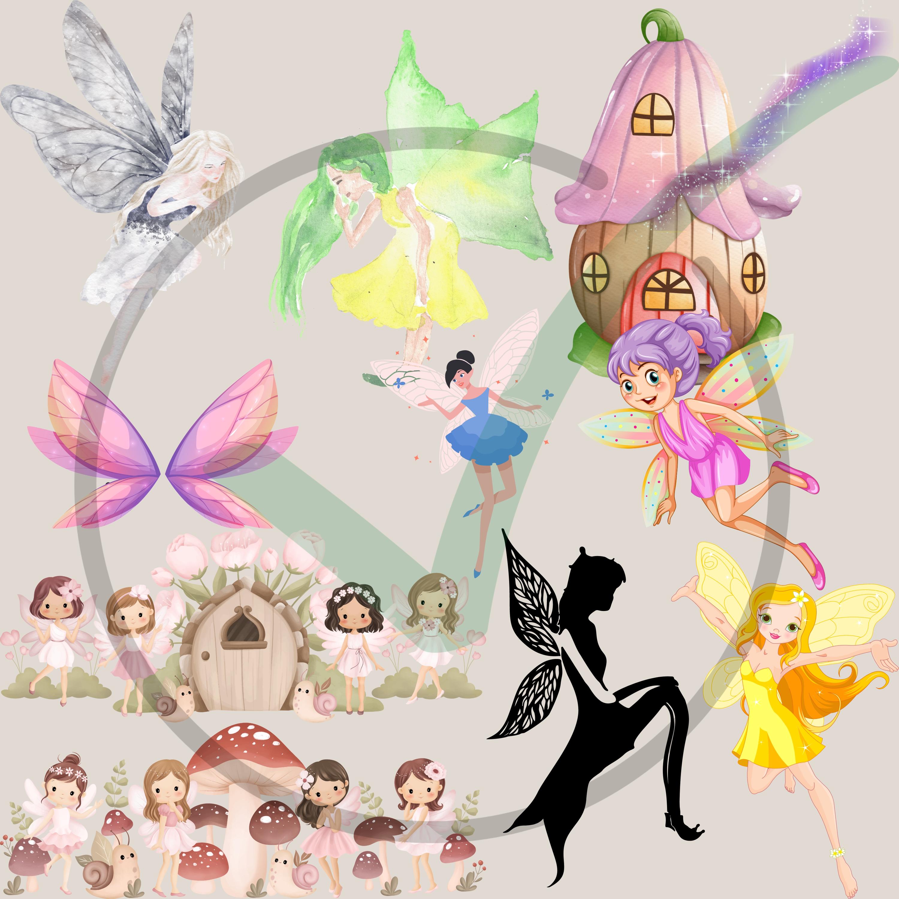 80 PNG Fairy Clipart Bundle Magical Whimsical Fairy Designs for ...